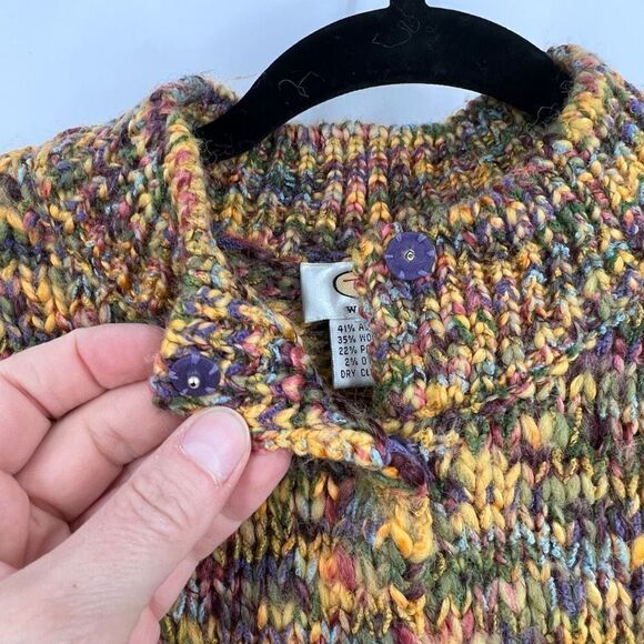 Talbots Womens Wool Blend Mock Neck Cardigan Sweater Vest Multi-Color Size Large - Picture 8 of 9